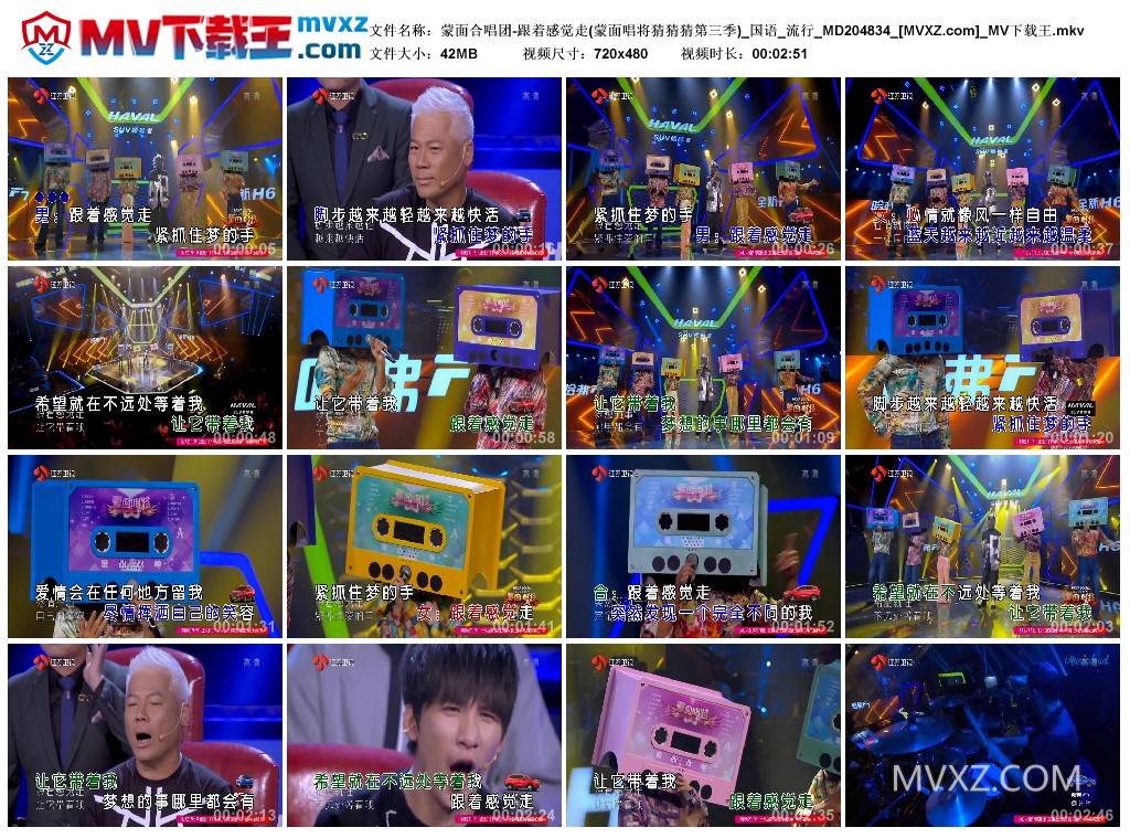 蒙面合唱团-跟着感觉走(蒙面唱将猜猜猜第三季)_国语_流行_MD204834